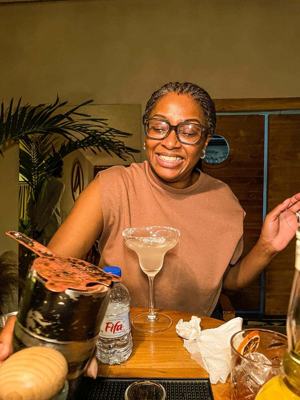 Guest enjoying a margarita cocktail