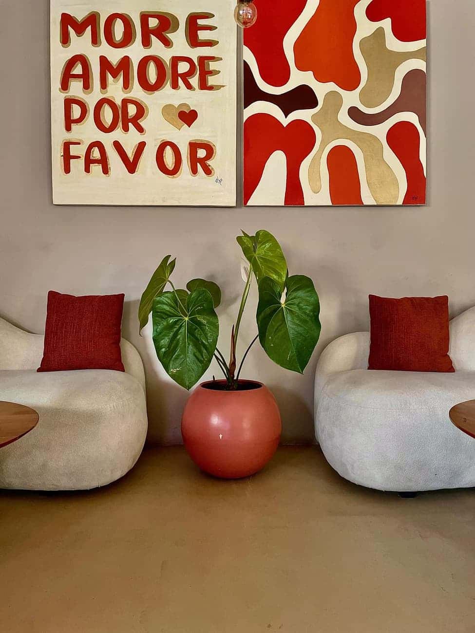 Cosy lounge corner with wall art
