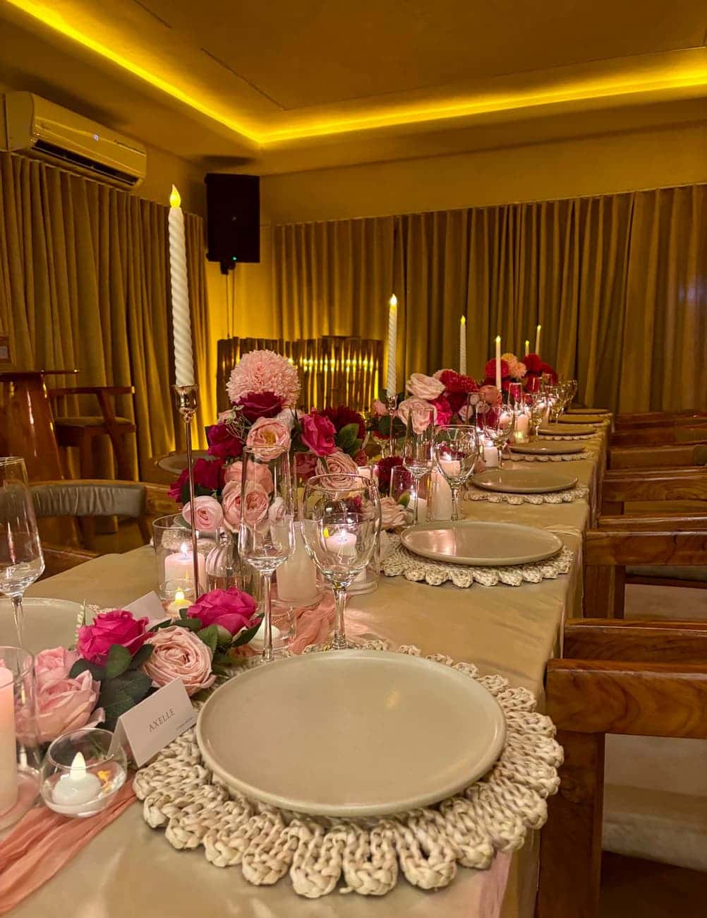 Floral candlelit table setting